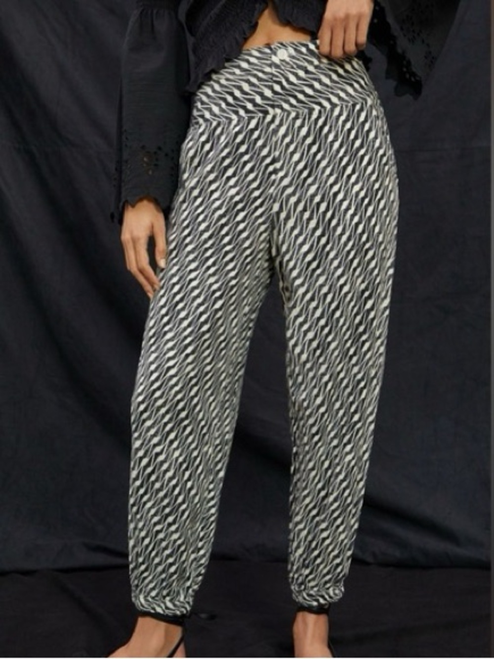 Anthropologie Black & White Printed Jogger Pants